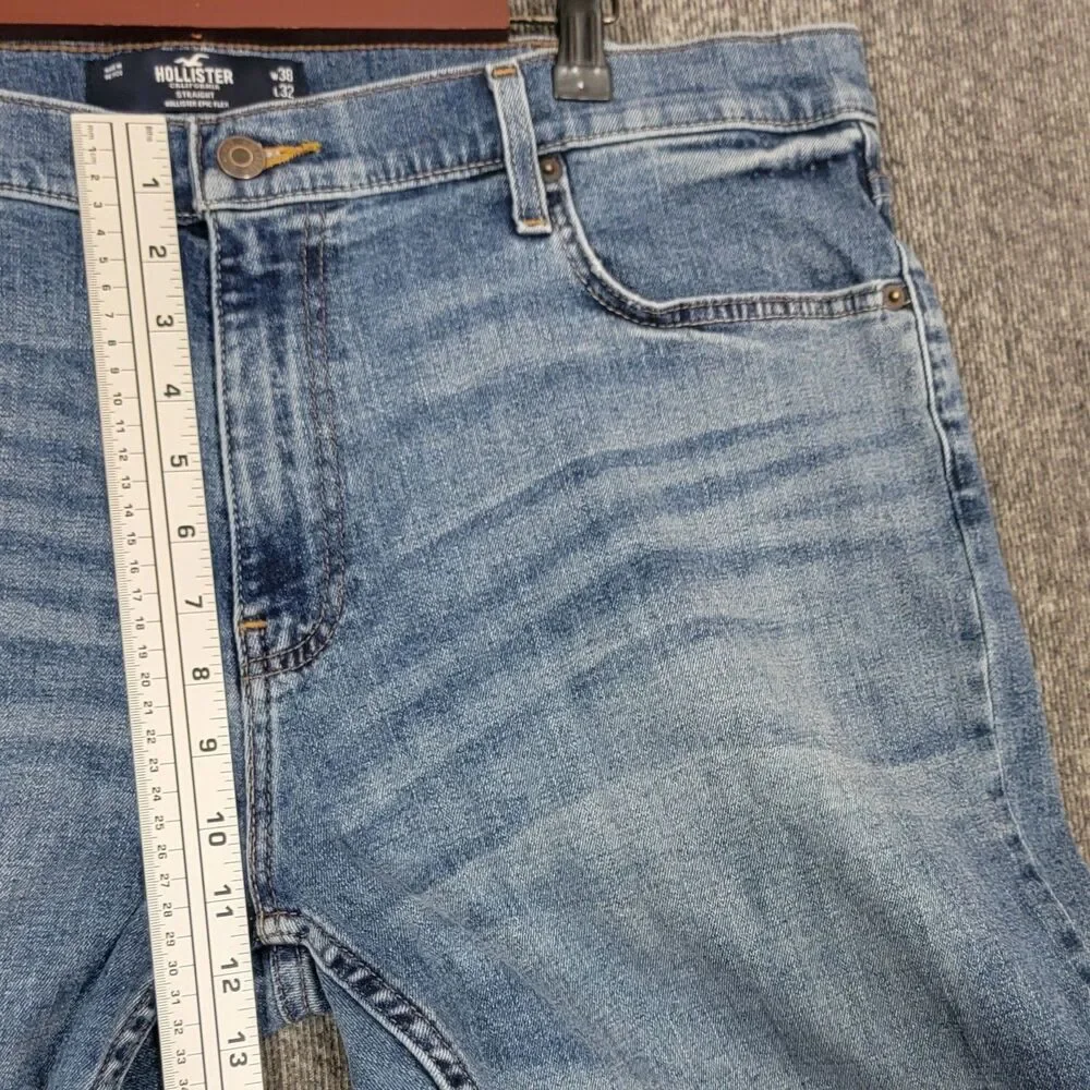 Hollister California Straight Jeans Mens 39x30* Blue Epic Flex Stretch Denim